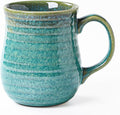 23 oz Large Ceramic Coffee Mugs, Handmade Cup with Large Handle, Big Tea and Coffee Cups for Office and Home, Microwave and Dishwasher Safe (Crystal Green)