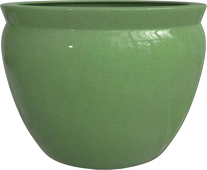 Red Lantern 12" Celadon Porcelain Fishbowl Planter