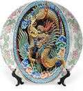 XISUNYA 8 Inch Decorative Plate, Dragon Tableware Plate, Ancient Chinese Animal Motif Print Ornament Display Plate Decor Accessory for Dining, Parties, Wedding