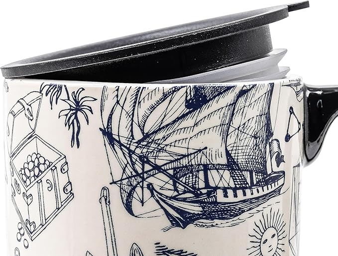 DUSVALLY Ceramic Coffee Mug, Porcelain Tea Cup with Handle for Office and Home, Unique Gifts for Women and Man, Color Box, 17 Oz, Flower Mug