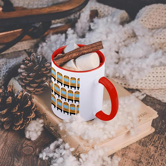 3dRose School Bus 15oz Two-Tone Red Mug