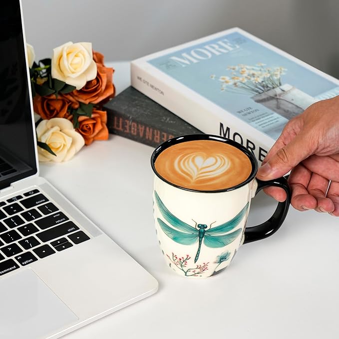 16 oz Dragonfly Mug - Color Changing Ceramic Coffee Cup - Ideal Gift for Women Dragonfly Gifts for Women