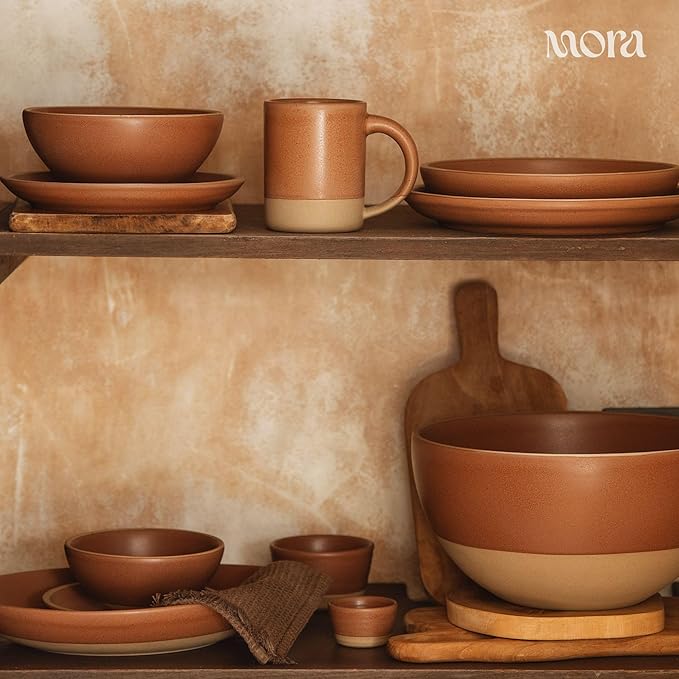 Mora Nano Ramekins Set of 4, 2oz Ceramic Pottery Sauce Cups - Microwave, Oven and Dishwasher Safe - Terracotta