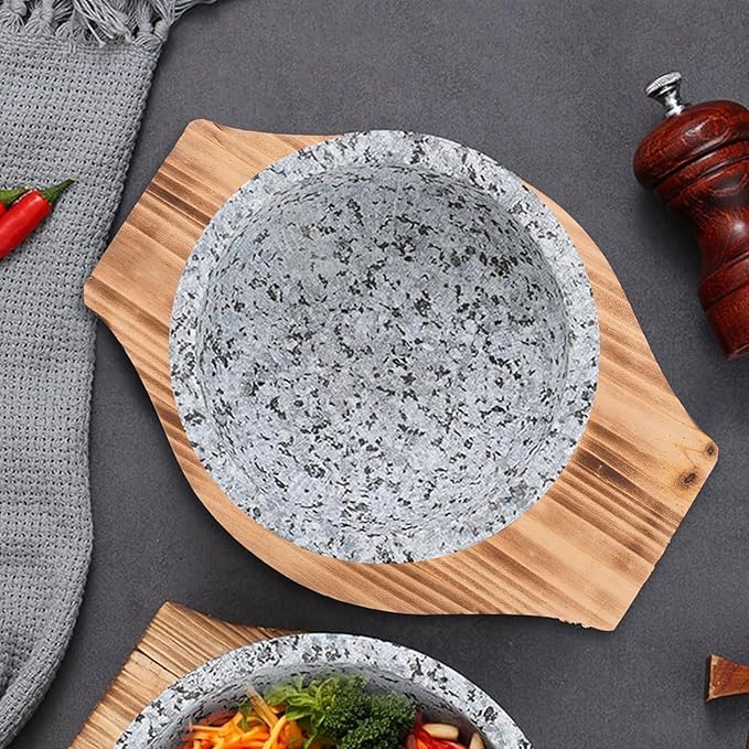 2pcs Korean Stone Bowl Trivet Wooden Trivets for Hot Dishes Hot Pot Base Wood Serving Tray Casserole Ceramic Pot Mat Cup Coasters for Home Restaurant Cooking Soup & Food (Inner Circle: 12.5cm)