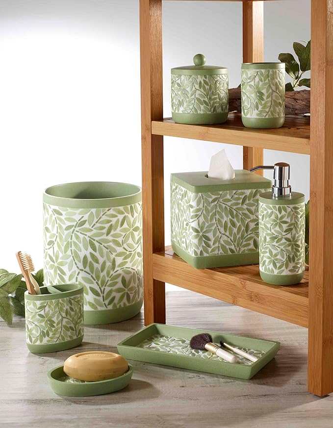 Avanti Linens - Tumbler, 100% Hand-Painted Resin Bathroom Accessories, Botanical Home Decor (Stratford)