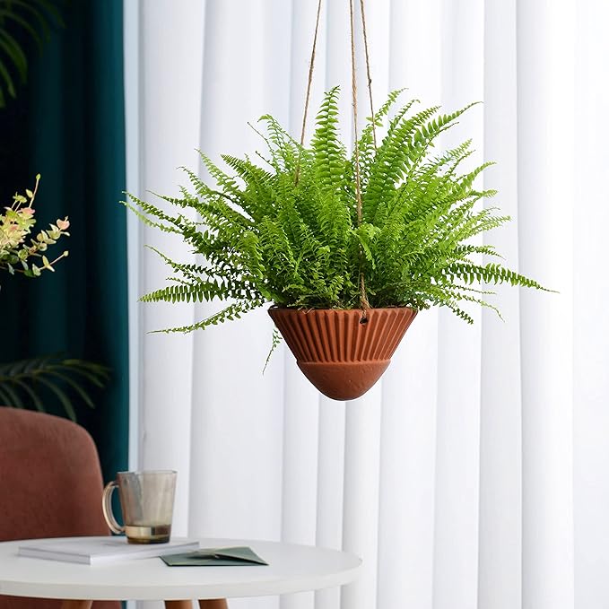 Hanging Planters for Indoor Plants,Terracotta Hanging Planter,Ceramic Plant Pots,Hanging Basket, Planters for Outdoor Plants,Set of 2 Flower Pots, Terracotta Color