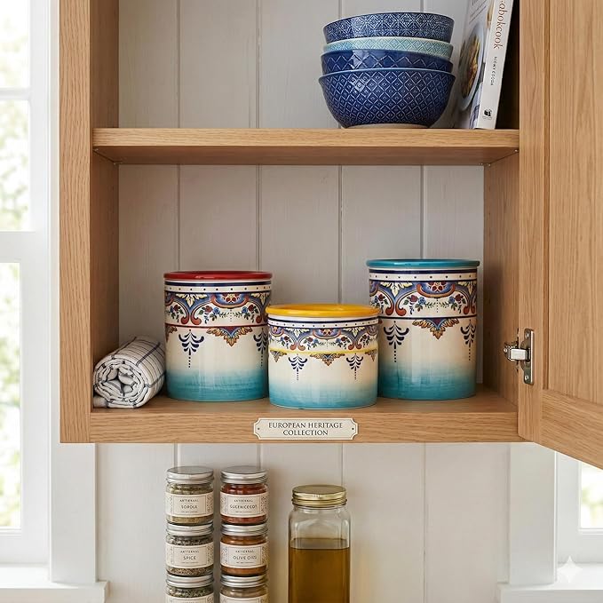 EuroCeramica Zanzibar Zanzibar-3pcs Canister, 3-Piece Set, Multicolor