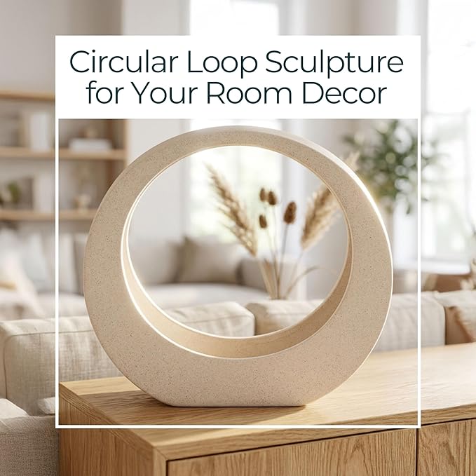 Elegant Ceramic Loop Decorative Object for Home Decor - Sculptural Accent for Bathroom Vanity, Office Desk, and Living Room Decor - Ornaments for Shelf Display and Coffee Table - 11", White