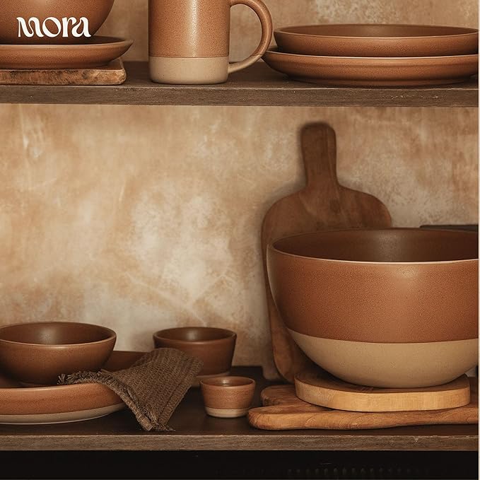Mora Mini Ramekins Set of 4, 8oz Ceramic Pottery Baking Dishes - Microwave, Oven and Dishwasher Safe - Harvest