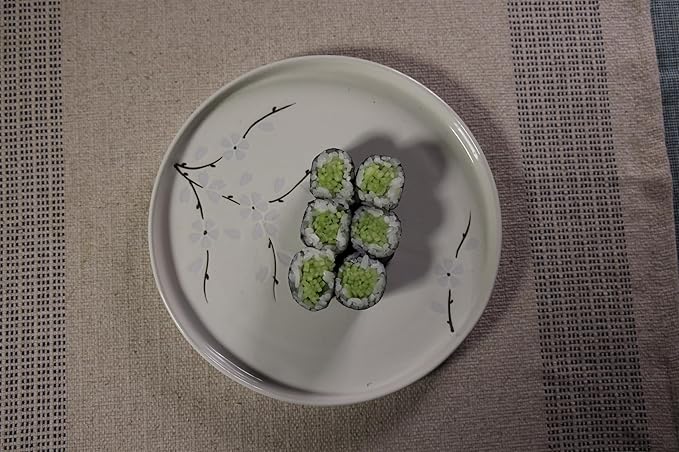 Ceramic Appetizer & Dessert Plates, 8-Inch Round Serving Plates (4-Pack, White Flowers)