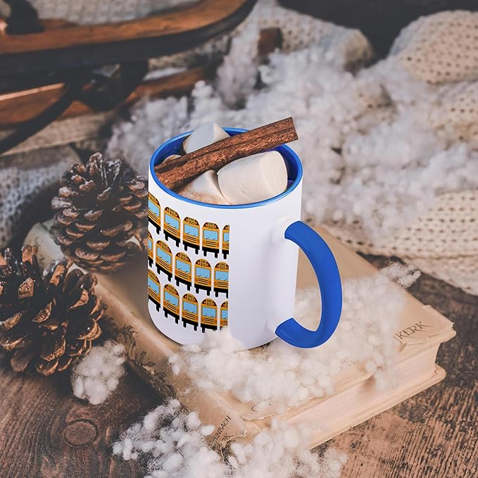 3dRose School Bus 15oz Two-Tone Blue Mug