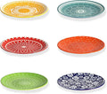 Annovero Dessert Plates - Small 6 Inch Plate for Appetizer, Cake, Snack, Pie, Cocktail - Microwavable - Decorative Colorful Porcelain Mini Saucer - Zero Lead & Cadmium - Set of 6