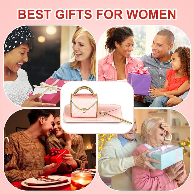 Zubebe 1 Set Coffee Mug Elegant Handbag Shaped Cup Mother's Day Modern Ceramic Purse Mug with Spoon and Saucer, 10oz Cute Creative Tea Cup for Woman Girls Gift (Pink)
