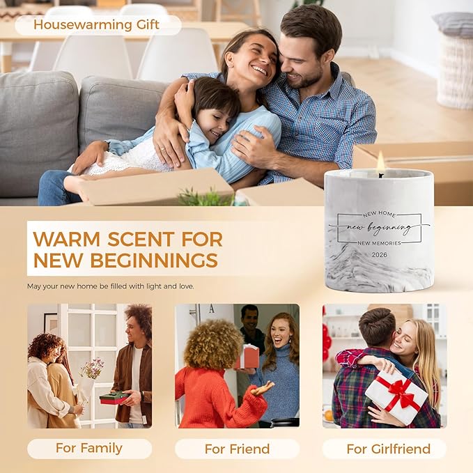 House Warming Gifts New Home 2026 - Housewarming Candle Gift for Women, Men, Friend, Family, New Neighbor - New Home Gift Ideas New Homeowner Gifts House Warming Party Decor Ceramics Scented Candle