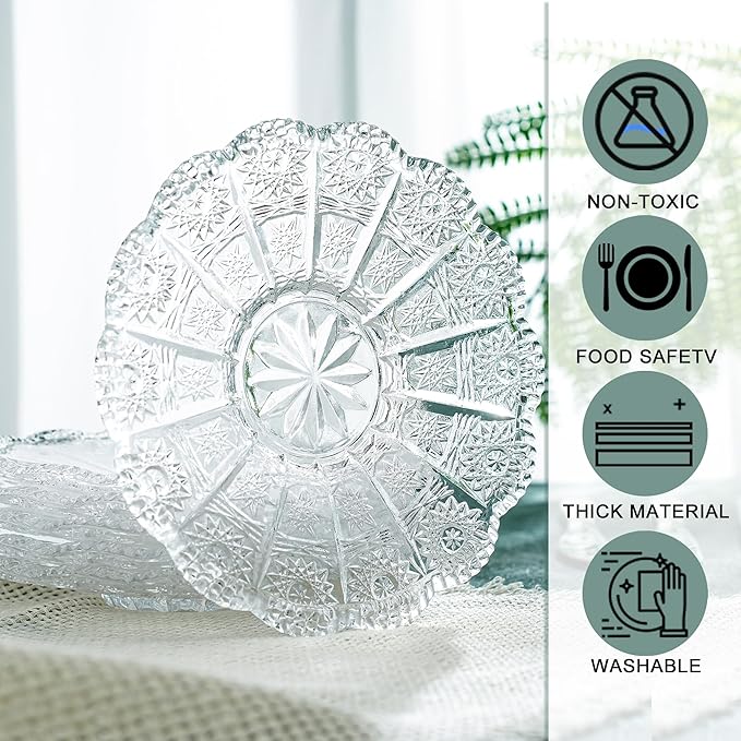 kanpura Dessert Plates 5.5 Inch Glass Plates Set of 6 Small Decorative Salad and Dessert Plates Clear Glass Dinner Plates for Appetizers, Salads, and Small Meals