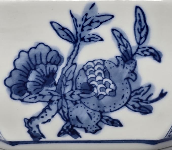 Classic Blue and White Ceramic Porcelain Jar Vase, Hexagon Canister, Sugar Candy Container, Tea Container, Lion Button Lid, Hand-Crafted Chinoiserie Decor