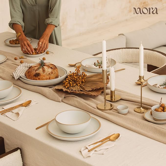 Mora Mini Ramekins Set of 4, 8oz Ceramic Pottery Baking Dishes - Microwave, Oven and Dishwasher Safe - Oat