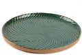 Vanity Tray with Brown Trim - Candle & Perfume Holder Organizer - Round, Green, 8"8" - Home Decor for Dresser, Table, Bathroom Countertop