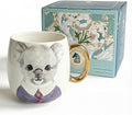 19oz Ceramic Coffee Mug with Gold-Trim Handle, Porcelain Mug for Coffee, Tea & Hot Chocolate, Hand-Painted Artisan Style, Lead-Free, Gift-Ready Box, Not Microwave Safe