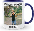 Personalized Coffee Mug | Custom Photo Text and Logo Ceramic Mug | Customized 11 Oz Tea Cup | Unique Gift for Men & Women – Taza Personalizadas Design with Picture or Message | White – Blue