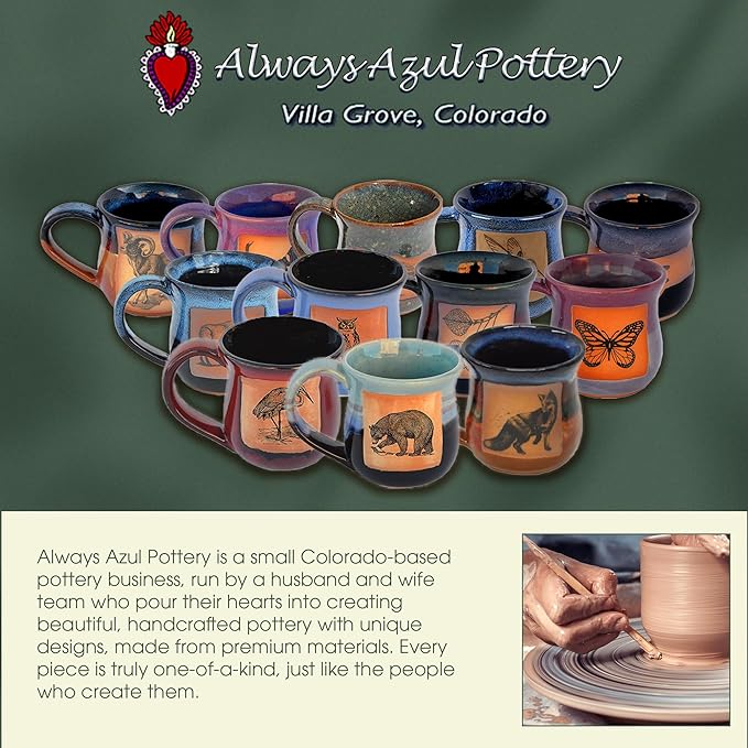 ALWAYS AZUL POTTERY Dragonflyscape 17 Oz. Small Tankard in Indian Summer Glaze - Handmade Ceramic Beer Mugs - Stylish and Unique Handcrafted Artistic Stoneware- Polished Clay Cups, Great For Beer