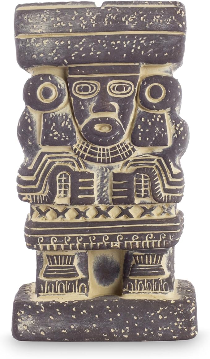 NOVICA Grey Archaeological Ceramic Sculpture, 6.75" Tall, 'Goddess Chalchiuhtlicue'
