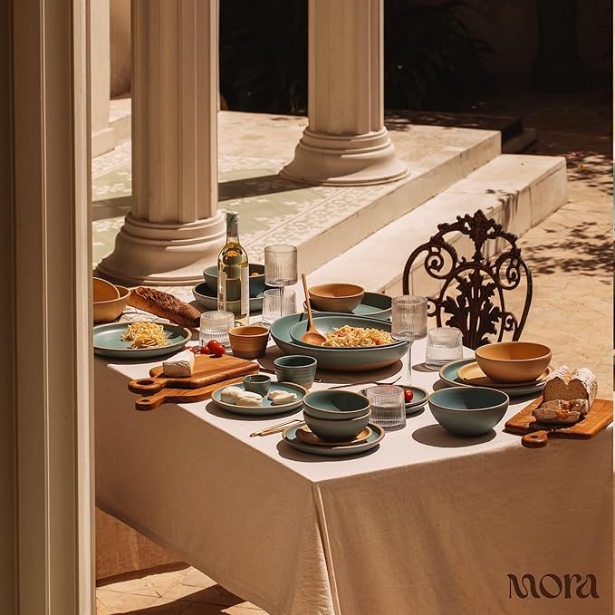 Mora Mini Ramekins Set of 4, 8oz Ceramic Pottery Baking Dishes - Microwave, Oven and Dishwasher Safe - Iris