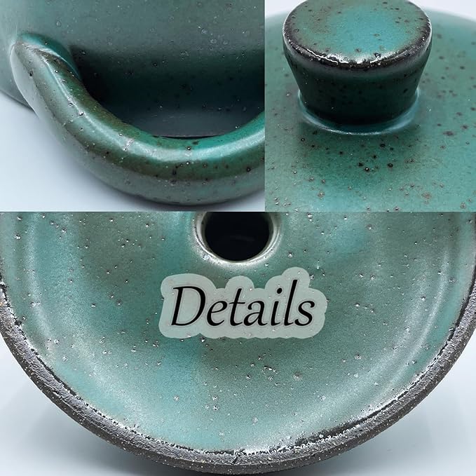 Ceramic Salt Cellar With Lid & Spoon,8oz Salt Container For Countertop,Sugar Bowl,Spice Jar(Green)