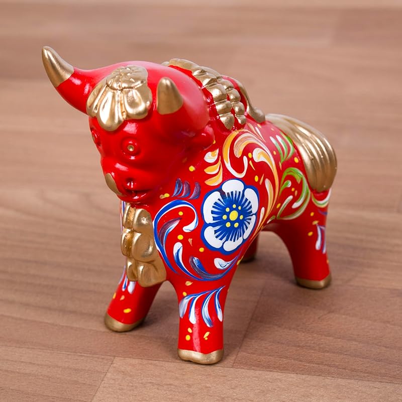 Peruvian Red Ceramic Pucara Bull 4.7" Tall, Folk art ceramic, Bull of Pucara Figurine, Peruvian Sculpture Bull, pottery sculpture from Peru