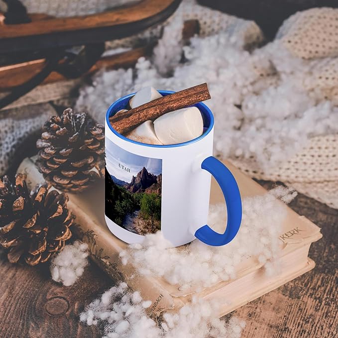3dRose Utahs Zion National Park 11oz Two-Tone Blue Mug