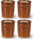 Votive Candle Holder for Home and Kitchen Décor- Ceramic Candle Holder Set of 4 - Brown