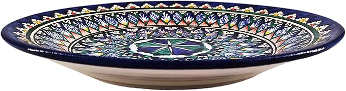 Blue Decorative Handmade Uzbek Plate 9 Inch (23 cm) Clay Uzbekistan Pottery Uzbek Wall Art
