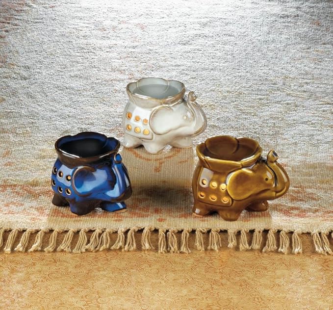 Essential Candle Holder, Elegant Elephant Oil Warmer Trio