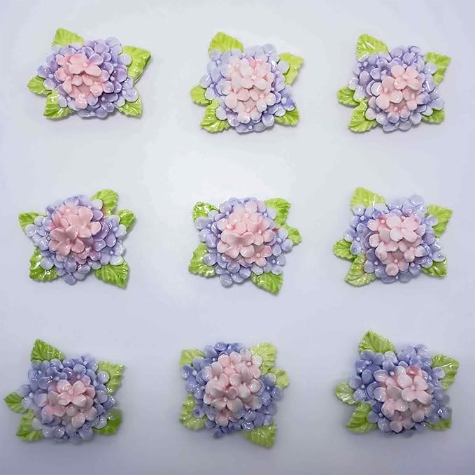 1 Pc Pink and Purple Hydrangea Magnet, Handmade 3D Ceramic Flower Refrigerator Magnet, Hydrangea Gifts for Housewarming