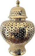 Noori Home - 100% Modern Glam Artisan Ceramic SANA Large Sana Ginger Jar Urns with Lid 12.5x12.5x19