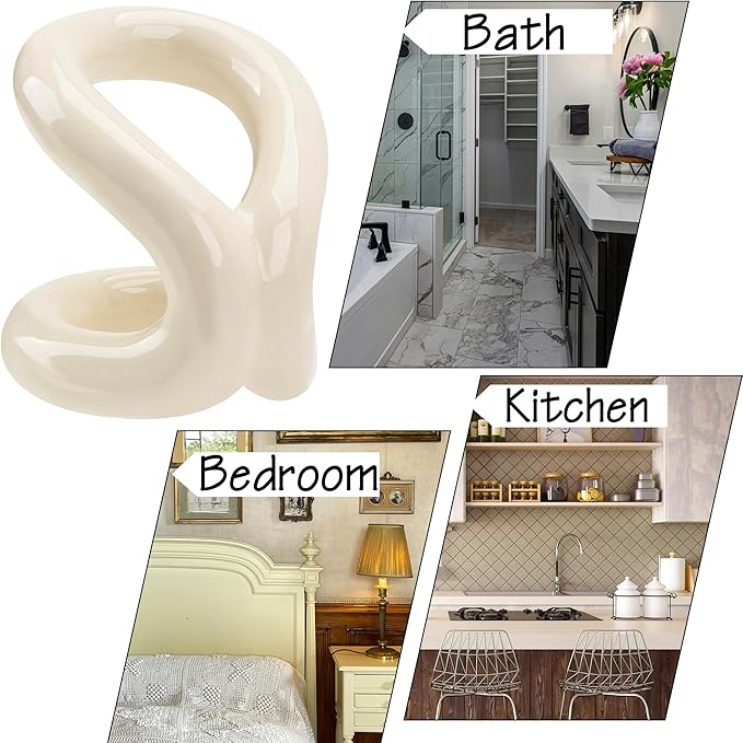 Toothbrush Holder, Knot-Shaped Minimalist Toothbrush Storage, Ceramic Stylish Toothbrush Organizer, Decorative Stand for Bathroom Sink and Countertop (White)