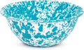 Crow Canyon Home Enamelware Serving Bowl, 1.5 quart, Turquoise/White Splatter (Single)