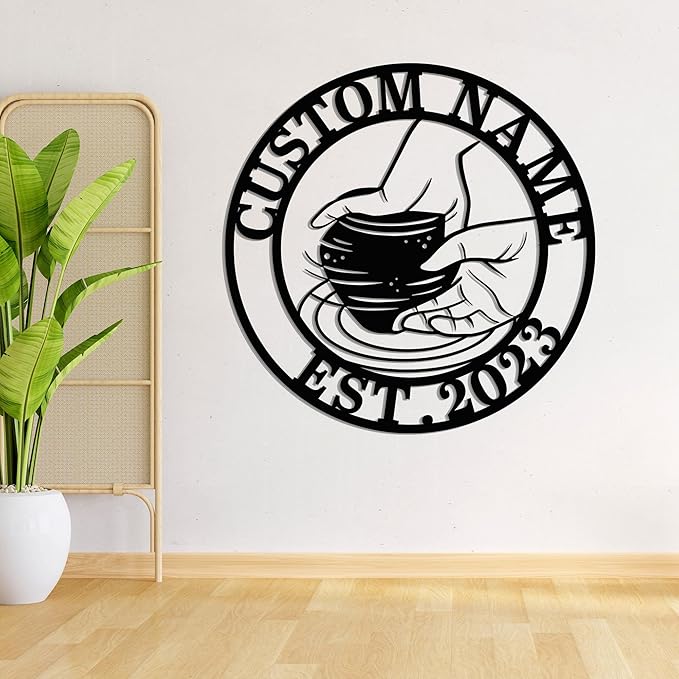 Pottery Painting Metal Wall Art LED Lights, Pottery Studio LED Custom Name Sign - Ceramic Studio Metal Sign Wall Decor, Welcome Sign Home Decor 185 Model-02