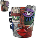 Picasso Brutalist Abstract Beauty Face Flower Pot Acolorful Art Resin Handmade Face Planters Pots Head for Home Art Decor Balcony Ornaments (Serious)
