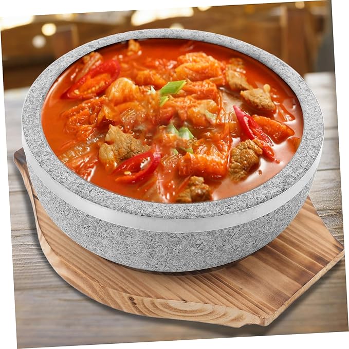 STOBAZA 1 Set Korean Stone Bowl Bibimbap Bowl for Cooking Unglazed Stone Pot with Tray for Korean Cuisine Daily Use and Healthy Meals