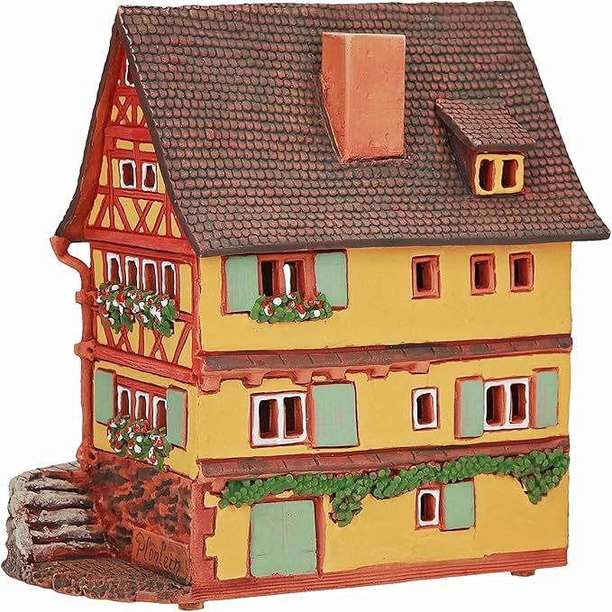 Ceramic Art Tealight Candle Holder Room Decoration Handcrafted Collectible Miniature Aroma Light House Plönlein, Rothenburg, Germany C260