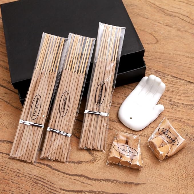 NOVICA Artisan Handmade Ceramic Incense Set Lavender Frangipani Brown White Indonesia Lamps Lighting Oil Burners 'White Palm'