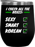 Sexy Smart Korean White Ceramic Asian Coffee & Tea Gift Mug or Korea Cup - 12oz Wine Tumbler Black