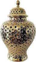 Noori Home - 100% Modern Glam Artisan Ceramic SANA Medium Sana Ginger Jar Urns with Lid 9.5x9.5x14.5