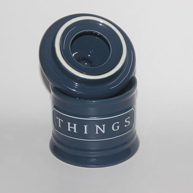 Bathroom Vanity Storage Organizer Canister Jars for Cotton Balls,Swabs,Bath Salts,Makeup Sponge,Cosmetic Pad,Qtip Ceramic Bathroom Accessories Canisters Holder with Lid Home Decor,Cobalt Blue