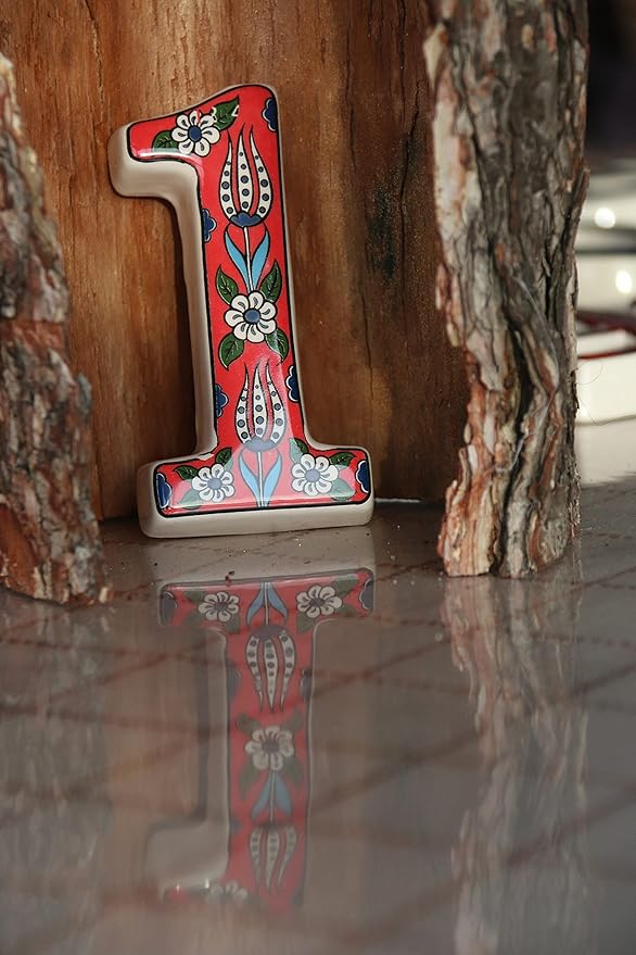 Large Ceramic Housewarming Sign Ceramic Address Plaque House Numbers Sign Door Personalized Coloured Decorative Hand Decoratede Housewarming Gifts Tulip Design 12 * 9 cm (Red, 1)