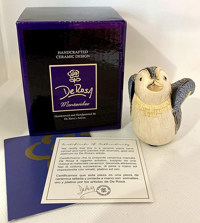 De Rosa Handmade Sculpted Ceramic Baby Penguin Walking Figurine Family Collection