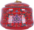 Handmade Chinoiserie Enamel Ginger Jar with Lid,Decorative Storage Jar for Loose Tea,Nuts & Snacks,Ceramic Vase Style Home Decor Canister,Colorful Jar for Kitchen,Living Room (Red Jar)