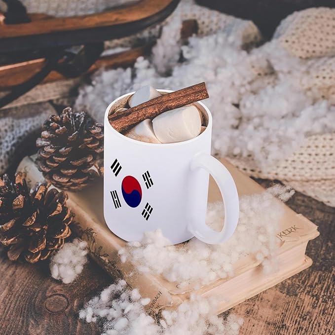 3dRose Flag of South Korea - Korean white red blue taegeuk circle black trigrams - Taiji Yinyang Taegeukgi 11oz Magic Transforming Mug