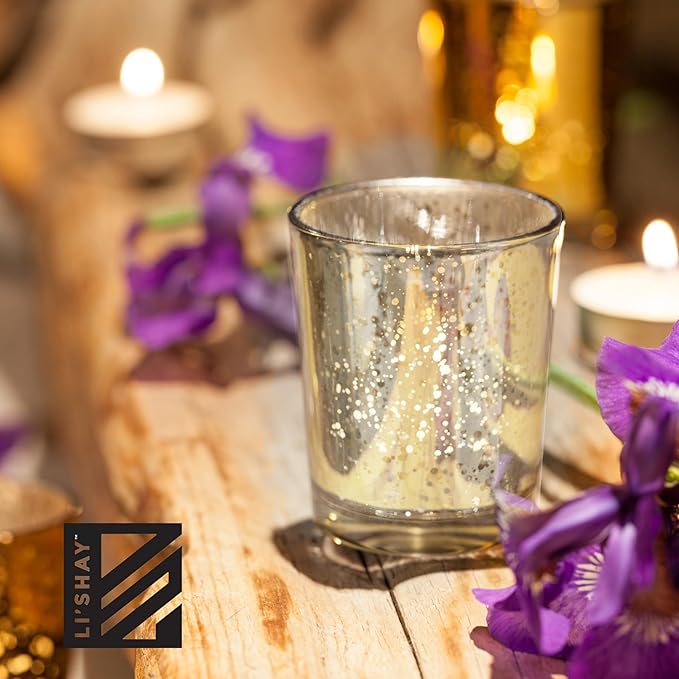 Li'Shay Gold Spot Plated Glass Candle Holder for Votive - Set of 4